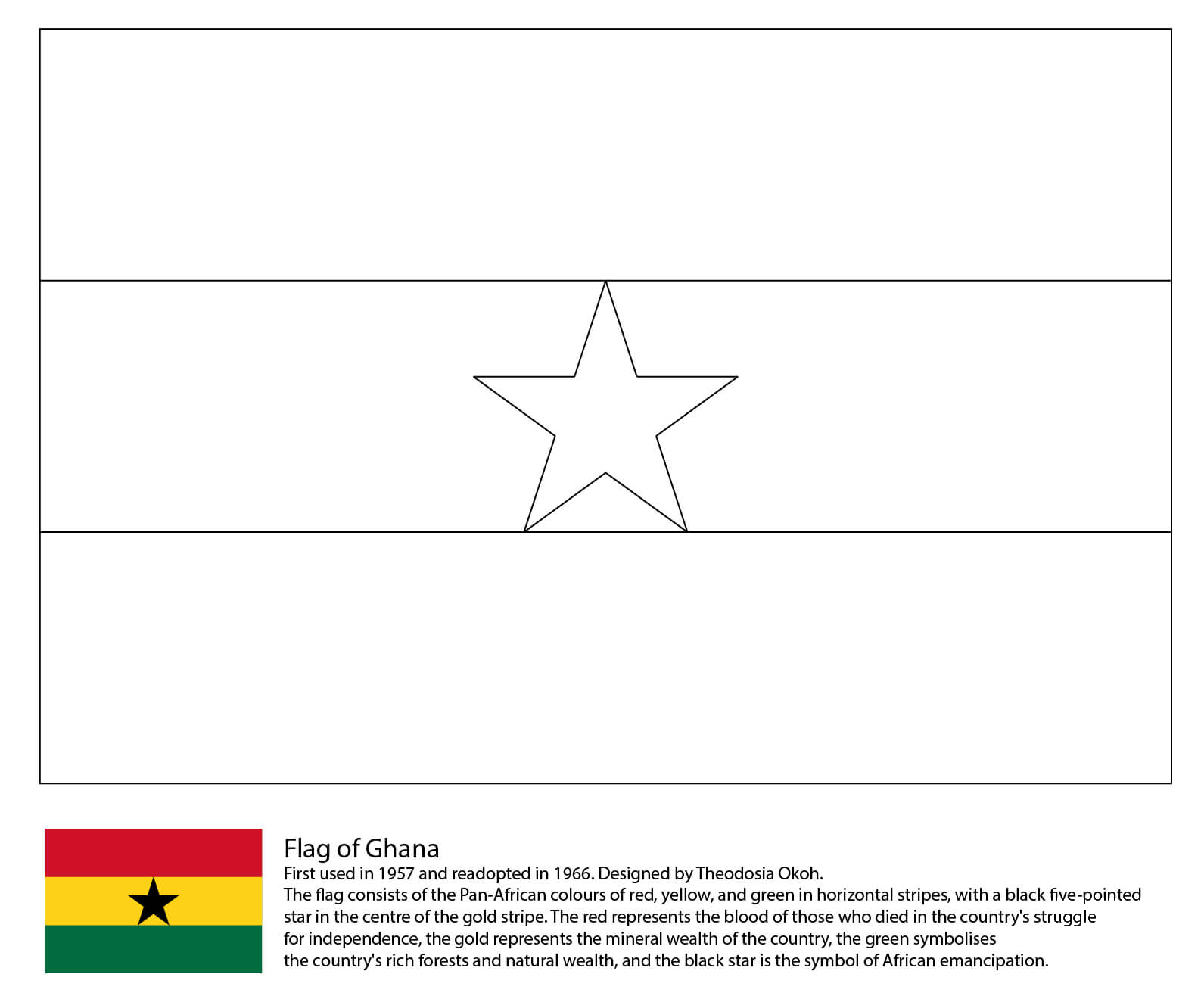 Ghana Flag Coloring Page Colouringpages