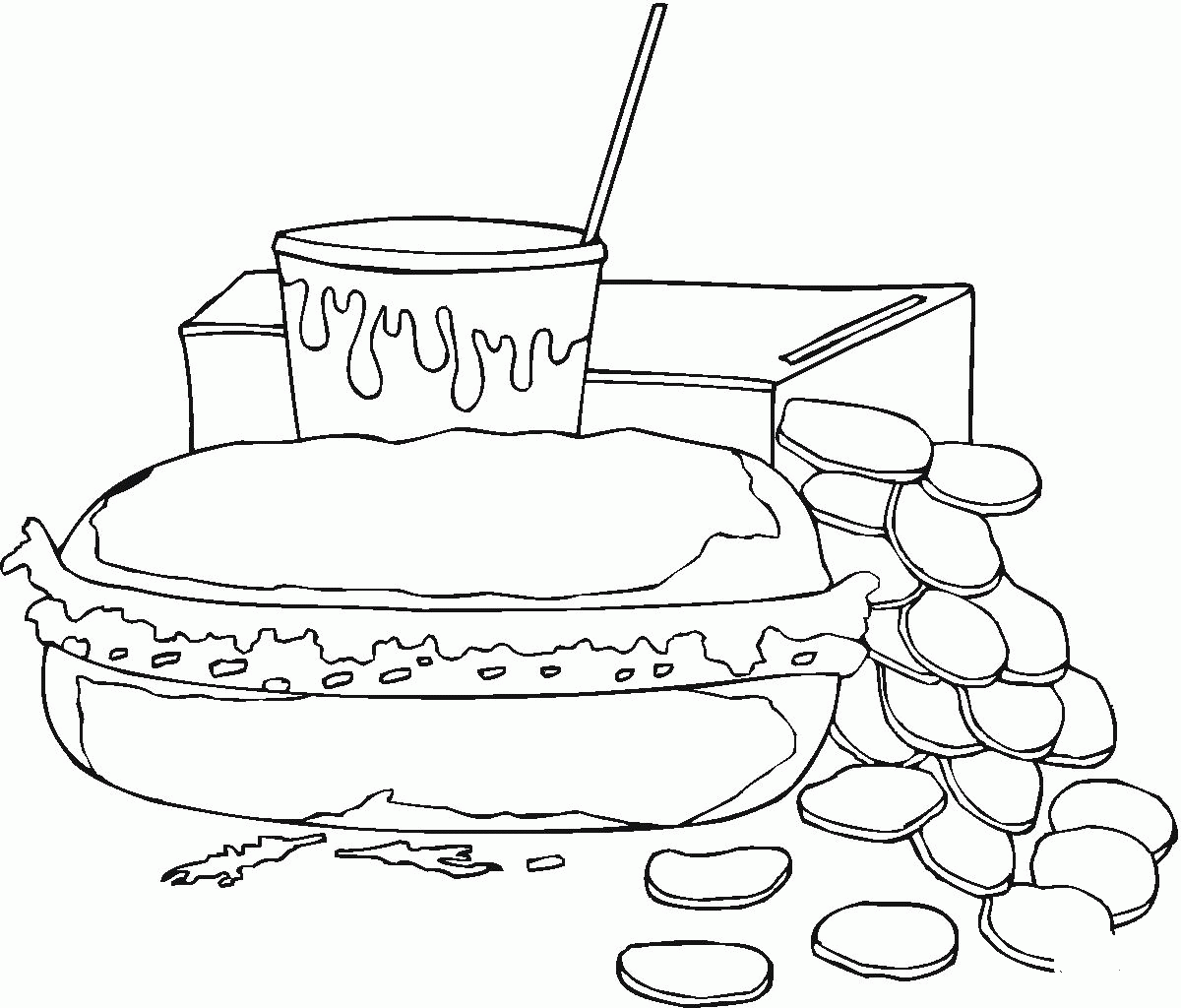 Sandwich And Sweet Soda Coloring Page ColouringPages
