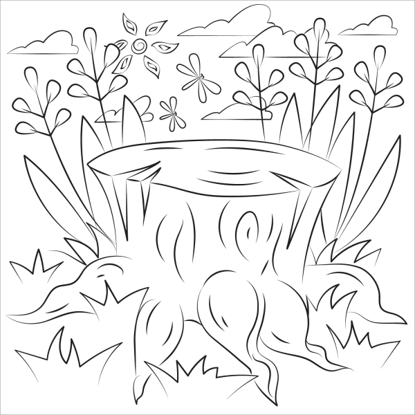 Tree Stump Coloring Page Colouringpages