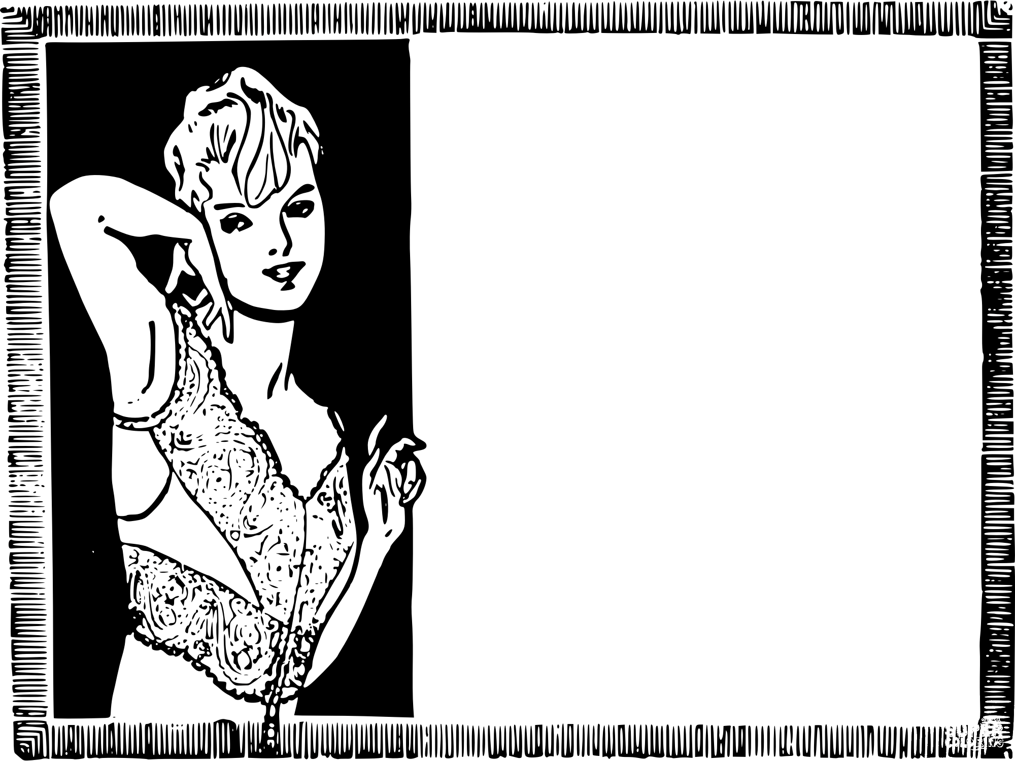 Vintage Simple Lady Frame Coloring Page Colouringpages