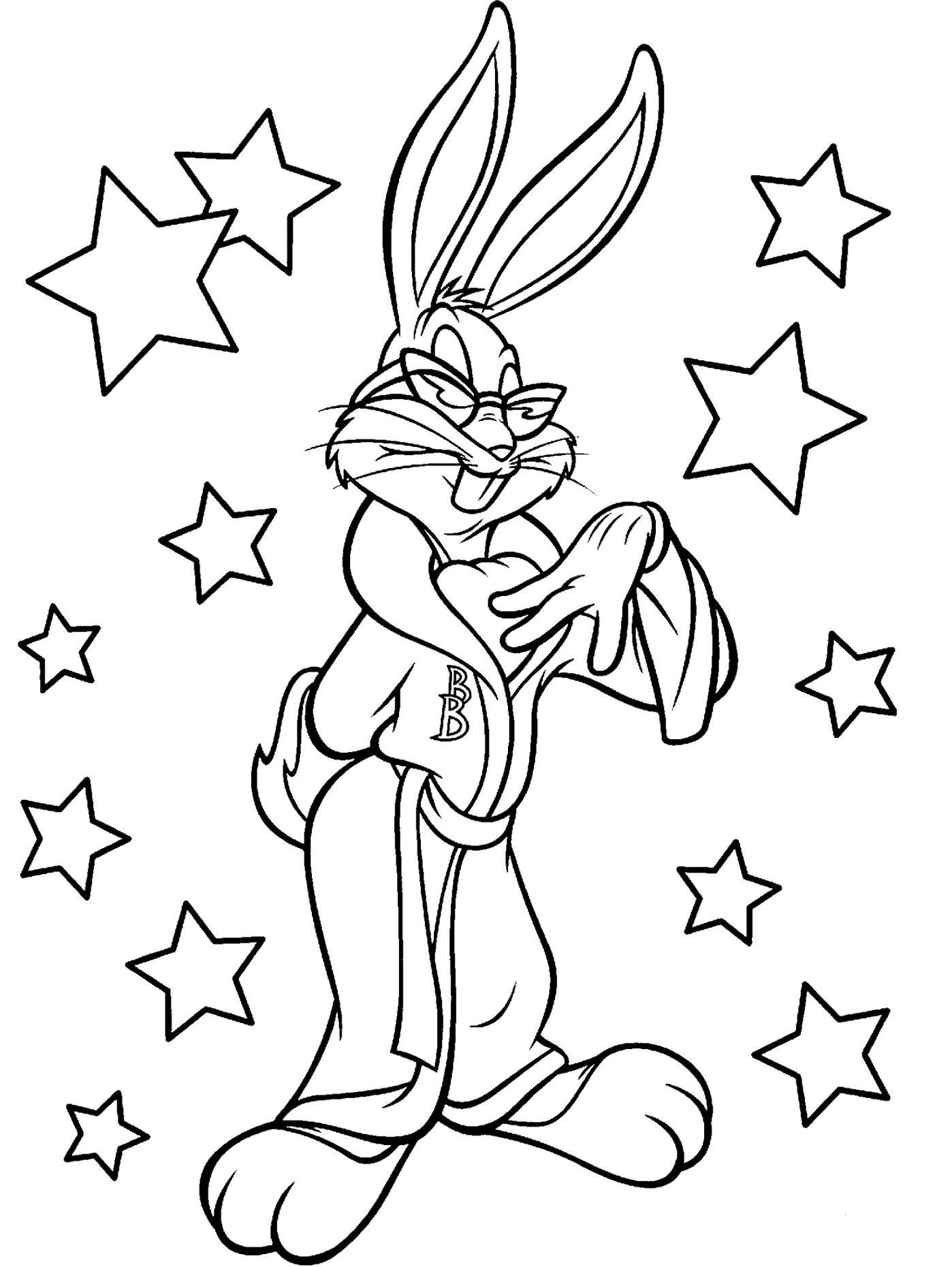 Bugs Bunny In Sunglasses Coloring Page ColouringPages