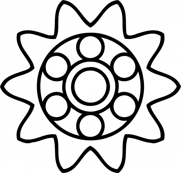 10Tooth Gear with Circular Holes coloring page image