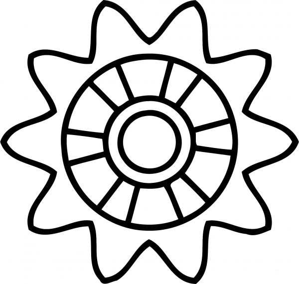 10Tooth Gear with Radial Spokes coloring page image
