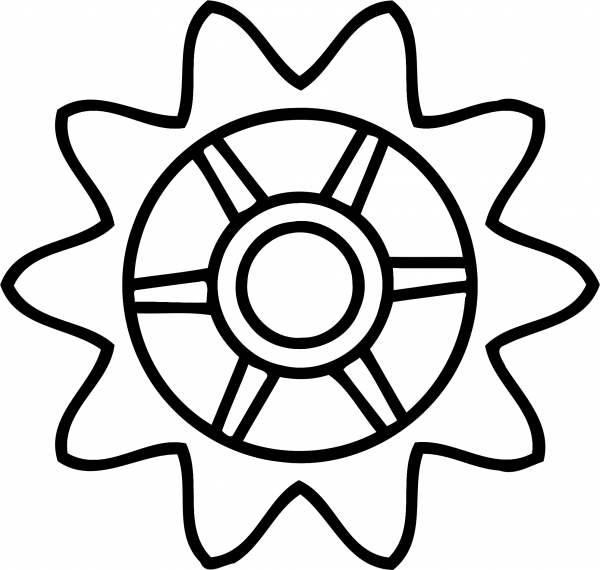 10Tooth Gear with Trapezium Holes coloring page image