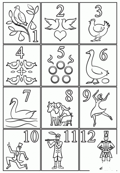 12 Days of Christmas  coloring page image