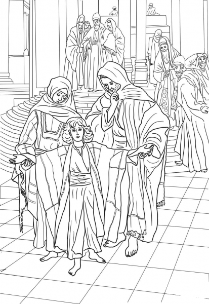 12 Year Old Jesus Found in the Temple coloring page image