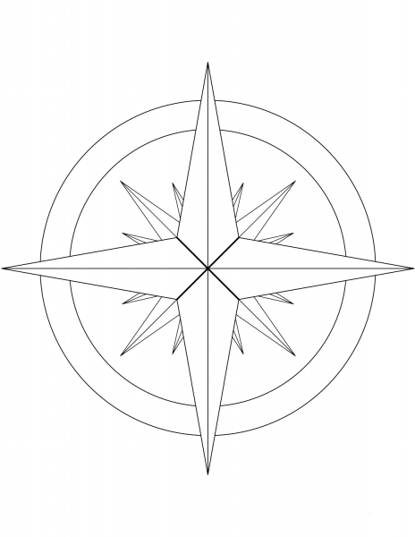 16-Point Compass Rose coloring page image