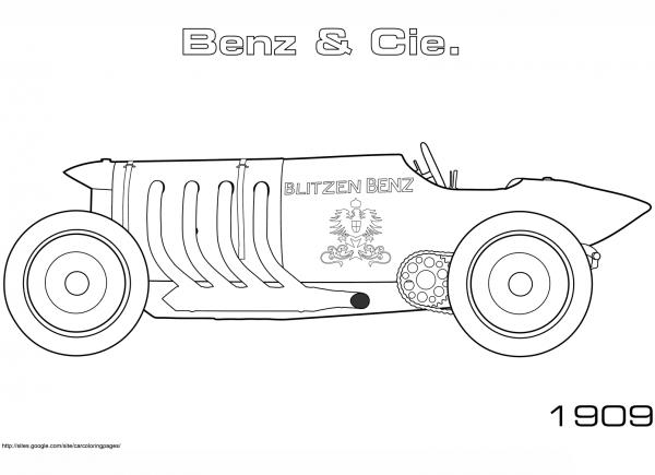1909 Blitzen-Benz 200 PS coloring page image
