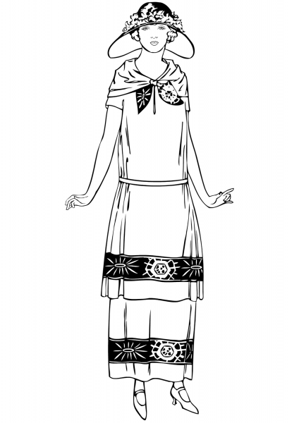 1920s Style Woman coloring page image