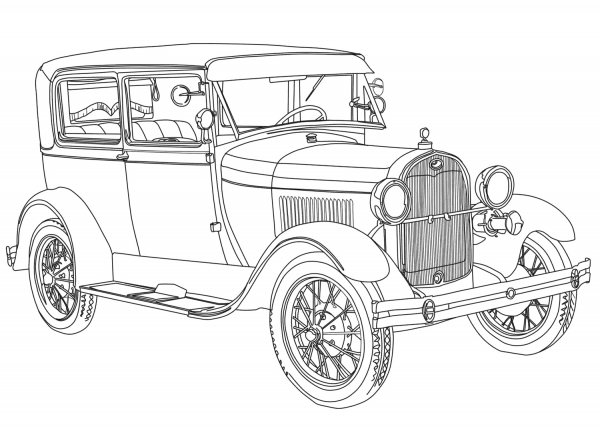1928 Ford Model A coloring page image