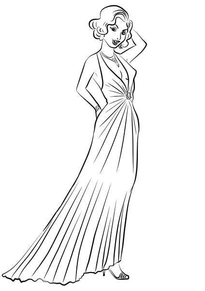 1930’s Women’s Evening Dresses coloring page image