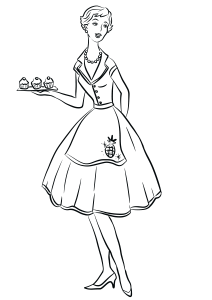 1950’s Housewife coloring page image