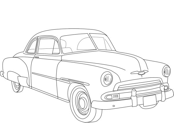 1951 Chevrolet Deluxe Coupe coloring page image