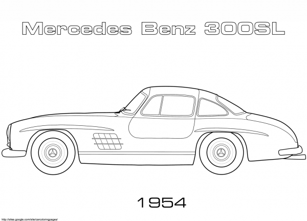 1954 Mercedes-Benz 300SL coloring page image
