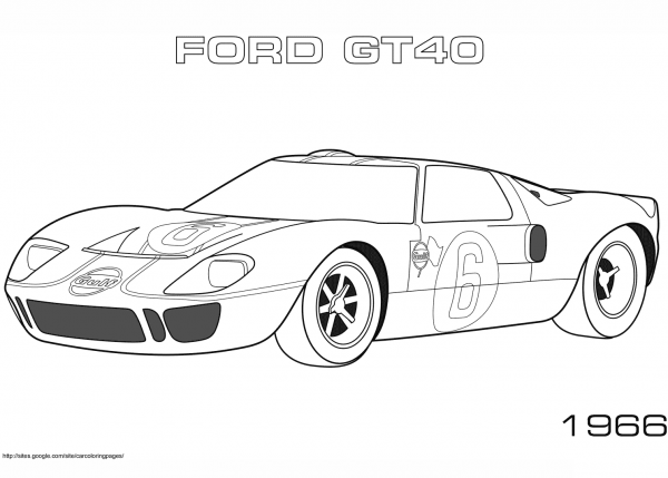 1966 Ford GT40 coloring page image