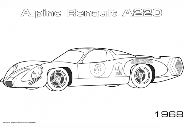 1968 Alpine Renault A220 coloring page image
