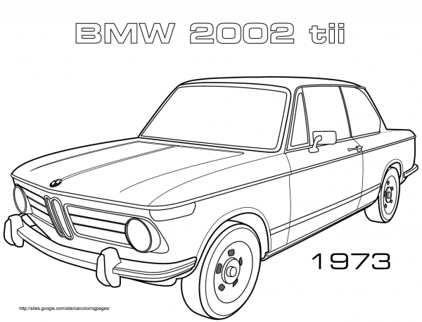 1973 BMW 2002 TII coloring page image