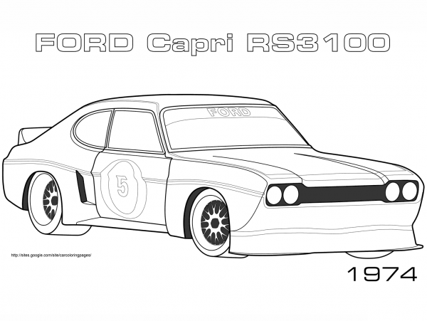 1974 Ford Capri RS3100 coloring page image