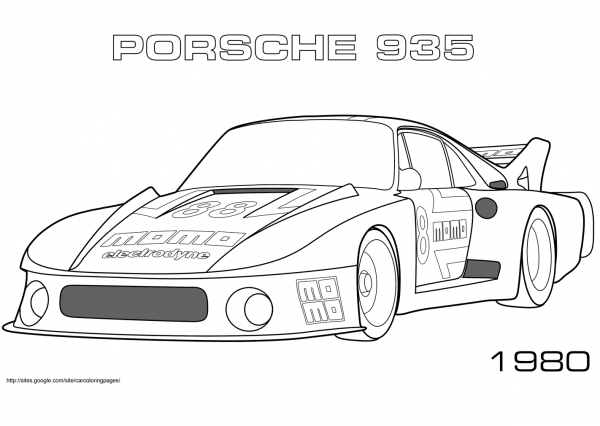 1980 Porsche 935 coloring page image