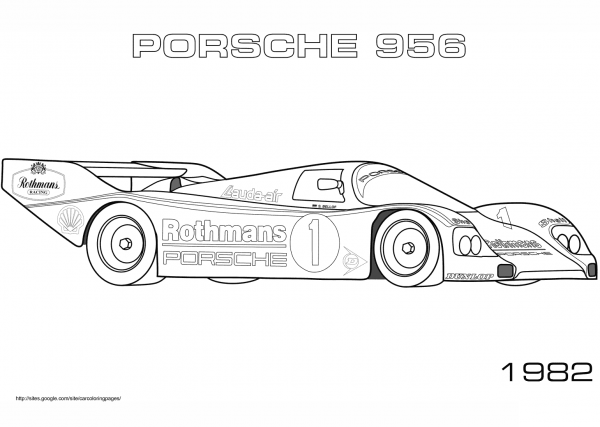 1982 Porsche 956 coloring page image