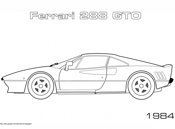 1984 Ferrari 288 GTO coloring page image