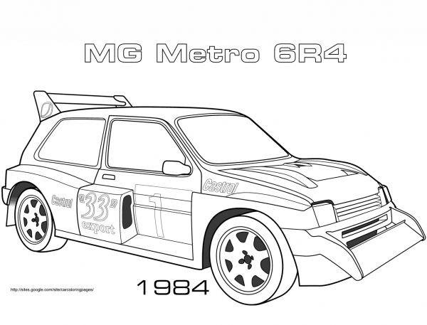 1984 MG Metro 6R4 coloring page image