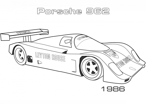 1986 Porsche 962 coloring page image