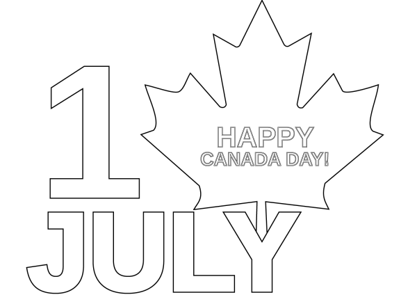 1st of July – Happy Canada Day! coloring page image