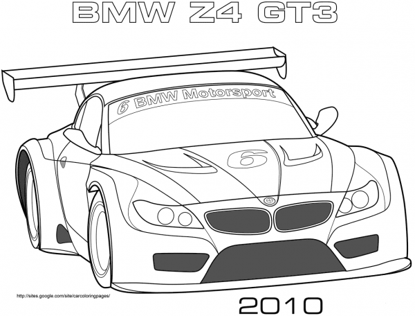 2010 BMW Z4 GT3 coloring page image
