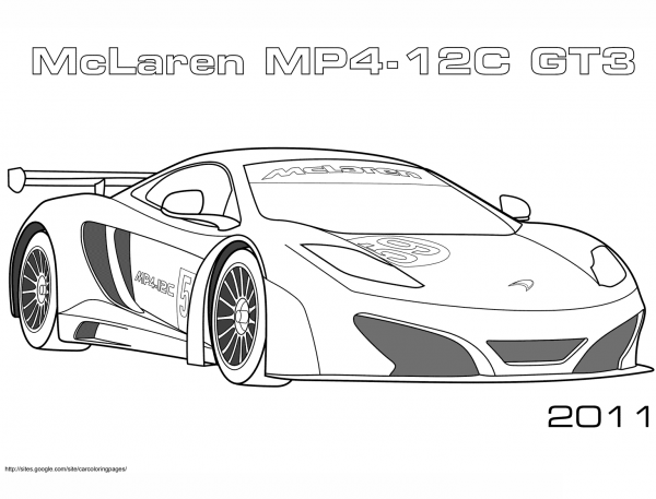 2011 McLaren MP4 12C GT3 coloring page image