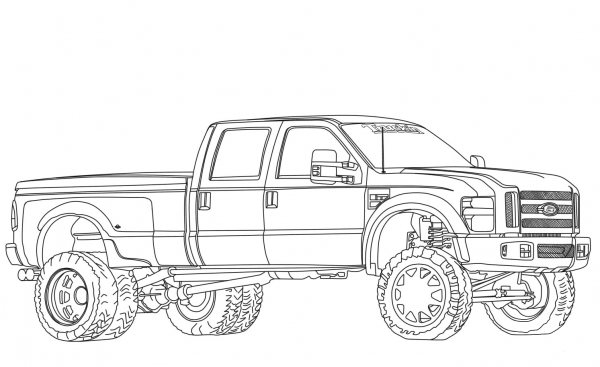 2012 Ford F350 Dually Lifted coloring page image
