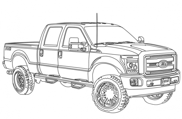 2014 Ford F250 Lifted coloring page image