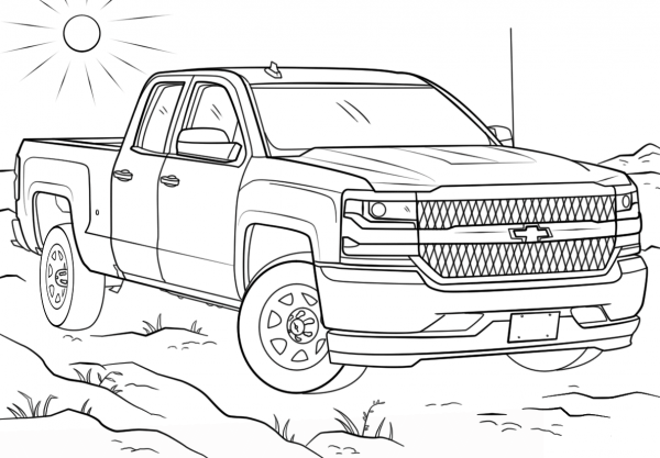 2016 Chevy Silverado Double Cab  coloring page image