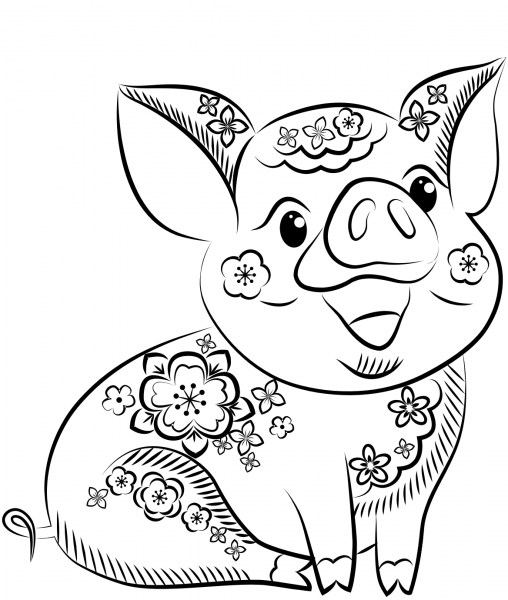 2019 Earth Pig coloring page image