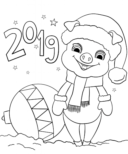2019 Happy New Year coloring page image
