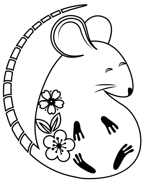 2020 Chinese Rat coloring page image