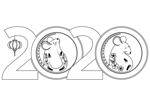 2020 Year of the Rat coloring page image