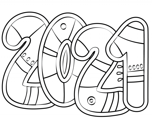 2021 Doodle coloring page image