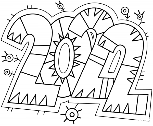 2022 Doodle coloring page image