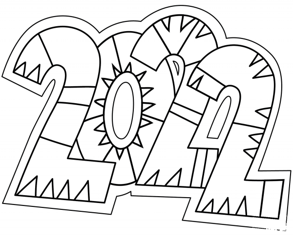 2022 Doodle coloring page image