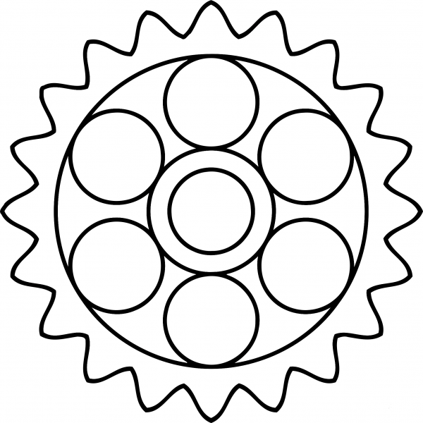 20Tooth Gear with Circular Holes coloring page image