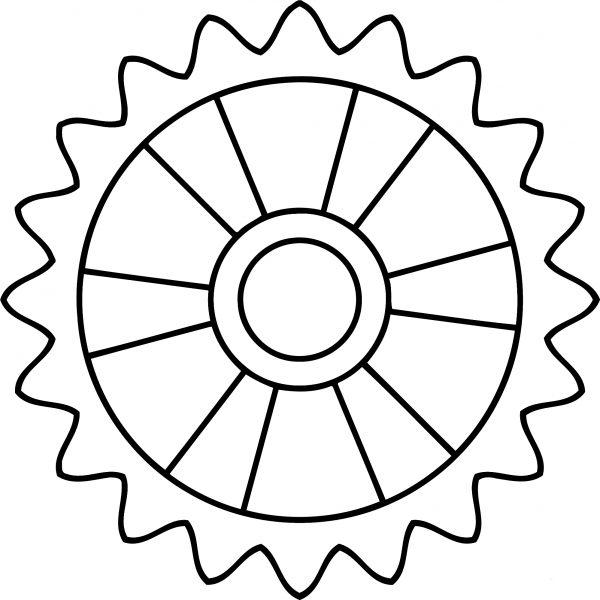 20Tooth Gear with Radial Spokes coloring page image