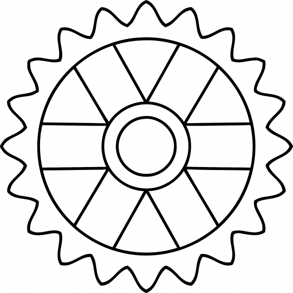 20Tooth Gear with Rectangular Spokes coloring page image