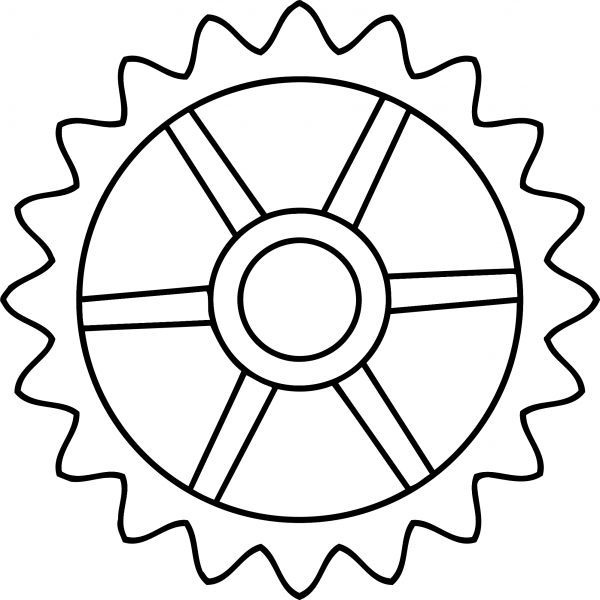 20Tooth Gear with Trapezium Holes coloring page image