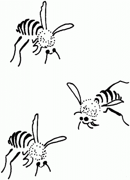 3 bees coloring page image