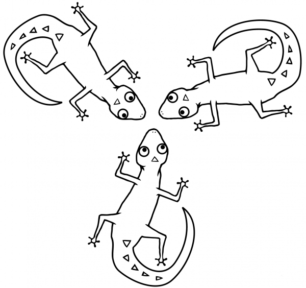 3 Lizards coloring page image