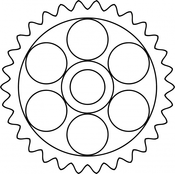 30Tooth Gear with Circular Holes coloring page image