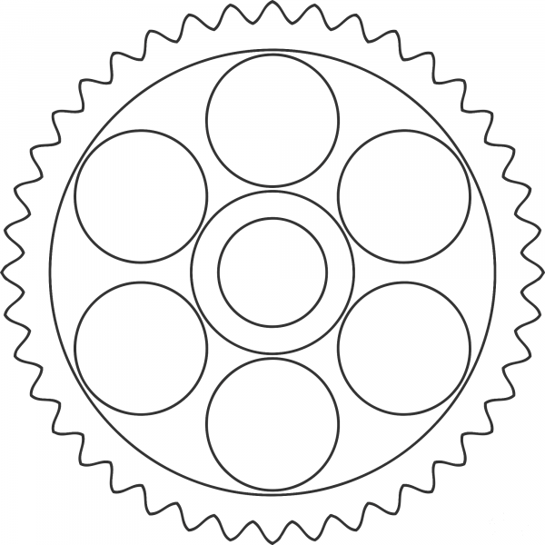 40Tooth Gear with Circular Holes coloring page image