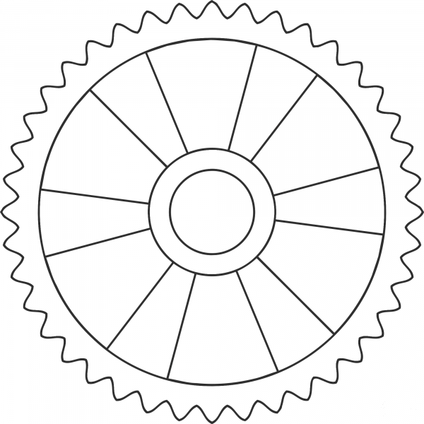 40Tooth Gear with Radial Spokes coloring page image