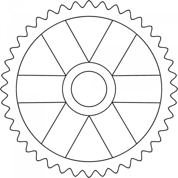40Tooth Gear with Rectangular Spokes coloring page image